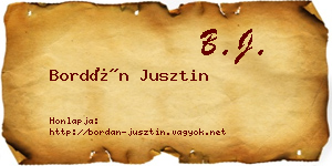 Bordán Jusztin névjegykártya